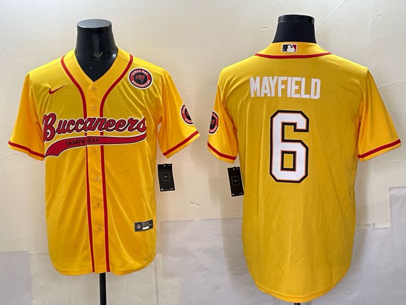 Men 2025 Tampa Bay Buccaneers 6 Mayfield Yellow Joint Name Nike Limited NFL Jersey style 06